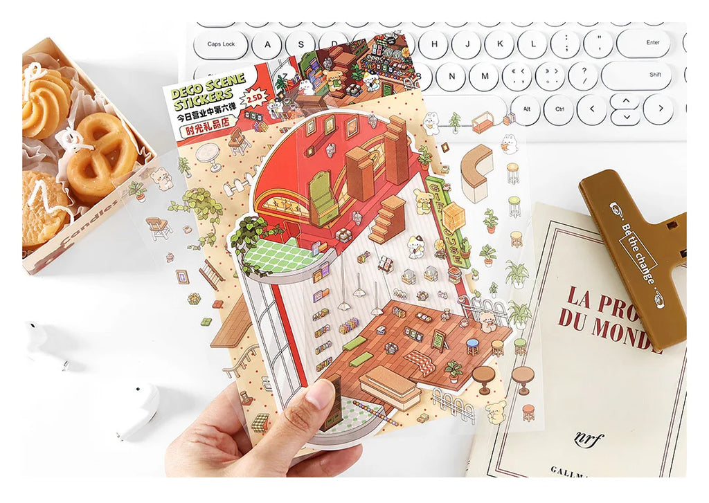 Pets In a Red Phone Booth Scene Set