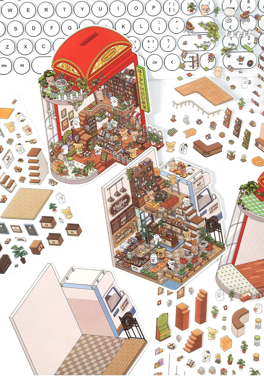 Pets In a Red Phone Booth Scene Set