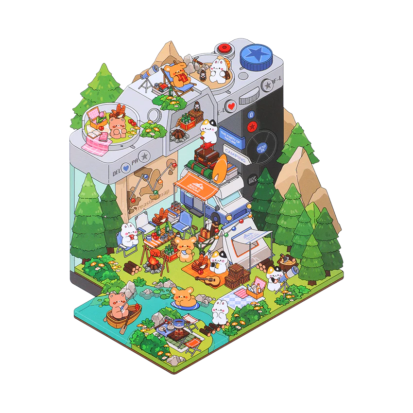 Pets In a Camera Scene Set