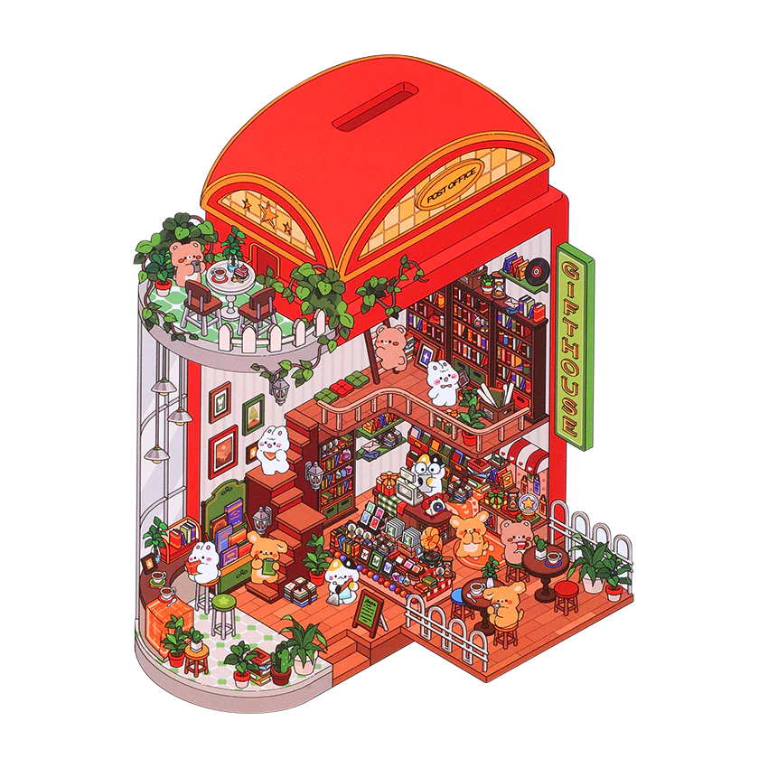 Pets In a Red Phone Booth Scene Set